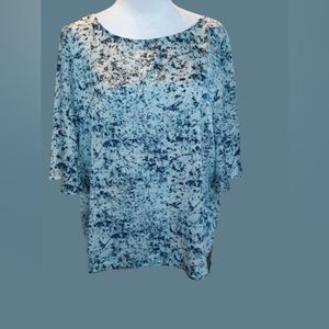New York & Company - Blue flecked short bell sleeve top for women - Size: L